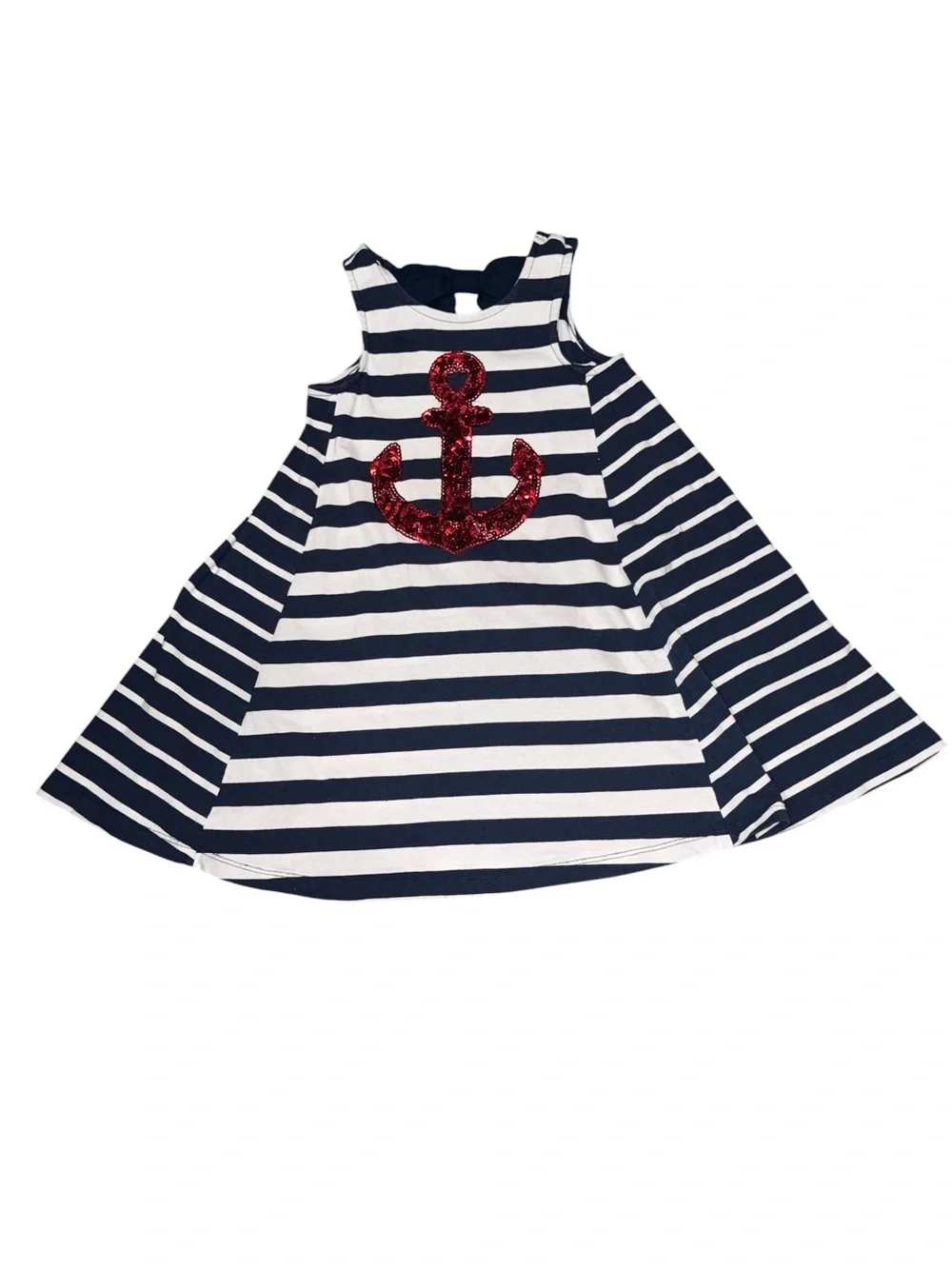 Tommy Bahama Navy & White Striped Dress with Red Sequin Accent